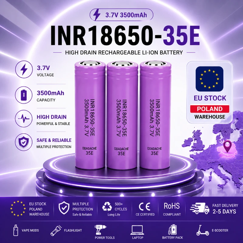 Hochleistungs-18650-Akku 3500mAh 3.7V INR18650-35E Wiederaufladbare Li-Ionen-Zelle 25A Leistungsstarker Akku für LED-Taschenlampen, Campinglampen, Jagdlampen und tragbare Geräte
