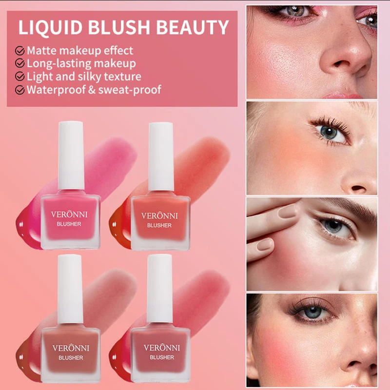 أحمر الخدود السائل المدبوغ هلام اللون مسحوق تقديم ترطيب الجمال طويل الأمد توسيع العقد الخد الوجه أحمر الخدود ماكياج #1