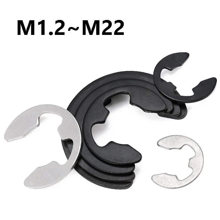 2~200Pcs 316/304 Stainless Steel/65# Mn Steel E Clip Circlip M1.2 M1.5 M6 M7 M8 M9 M10 M11 M12 M13 M14-M22 for Shaft Fasteners