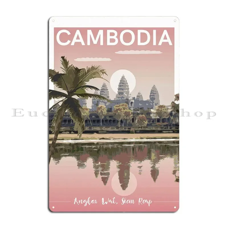Cambodia Vintage Travel Metal Sign Mural Living Room Garage Party Printed Tin Sign Poster
