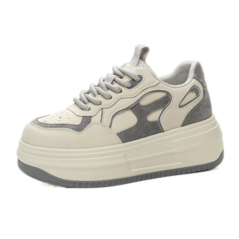

6.5CM Suede Genuine Leather Platform Wedge Women Spring Autumn Chunky Sneakers Fashion Boots Vulcanize Well-fitting Shoes