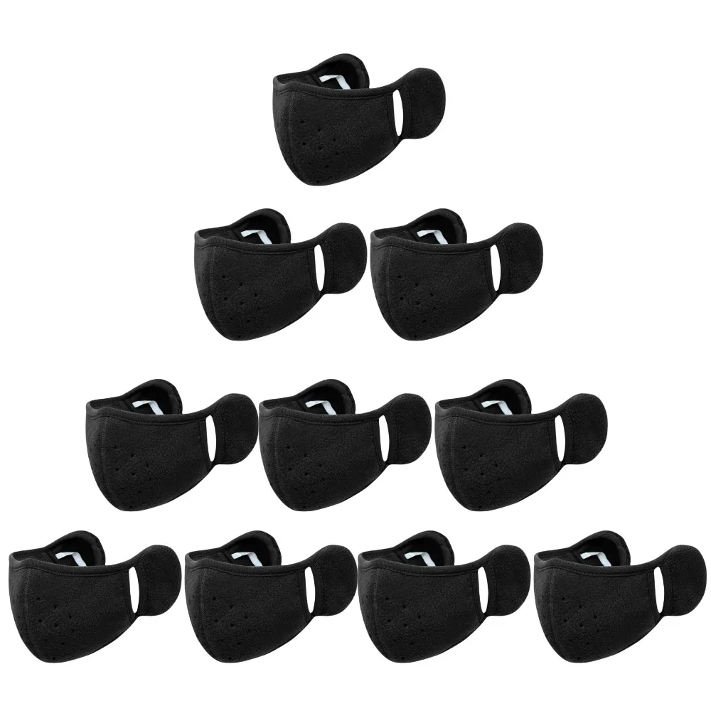 Cache-oreilles en polaire d'hiver avec couvre-bouche coupe-vent unisexe, chauffe-oreilles chaud, masque facial respirant pour les activités de plein air, 2 à 10 pièces