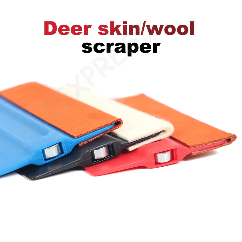 New Car Accessories Magnetic Card Squeegee Vinyl Film Non-Scratch Scraper Window Tinting Scraper Suede Felt Cloth Edge Window