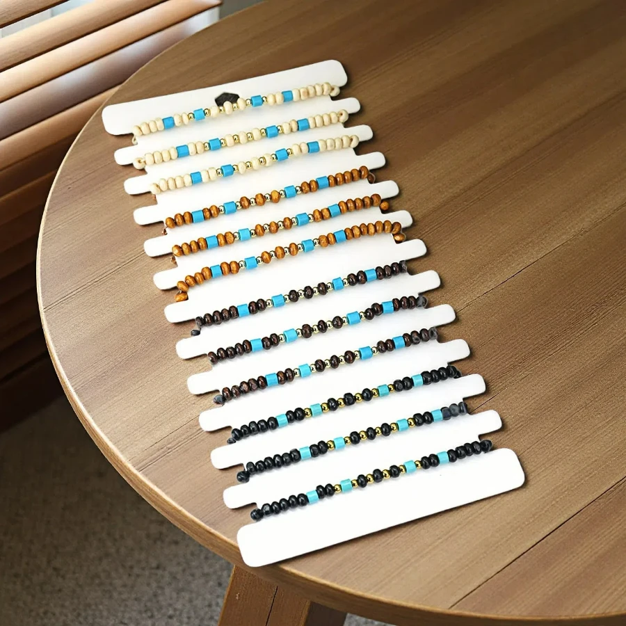 Economical 12Pcs/Dozen Wooden Bracelet Unisex 4 Colors Handmade Braided Adjustable Braslet Bohemia Leisure Versatile Accessories