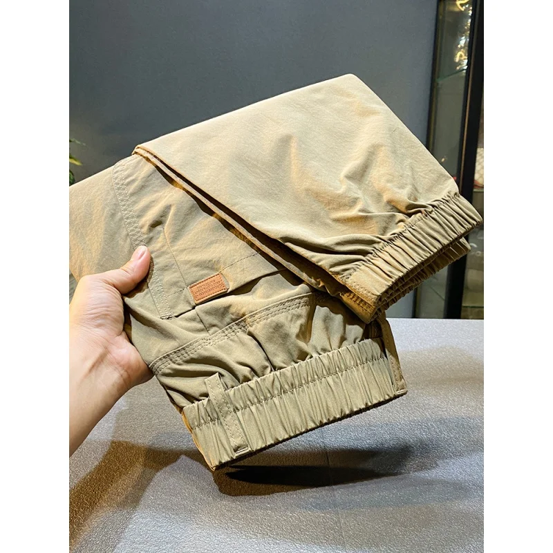 Khaki Casual Pants Men's 2024 Summer New High-End Trendy Loose Tappered Tooling Sports Thin Long Pants