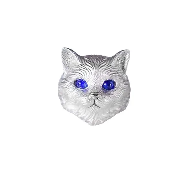 Vivid and Cute Noble Princess Cat Ring for Women Girls Big Cat Head Design Open Rings Fashion Party Birthday Finger Rings Gifts