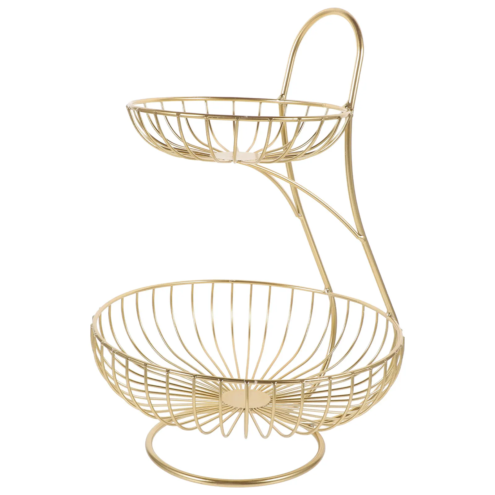 

Iron Fruit Basket Storage Baskets Decorative Bowl for Kitchen Counter Golden Round Large Capacity Metal Container