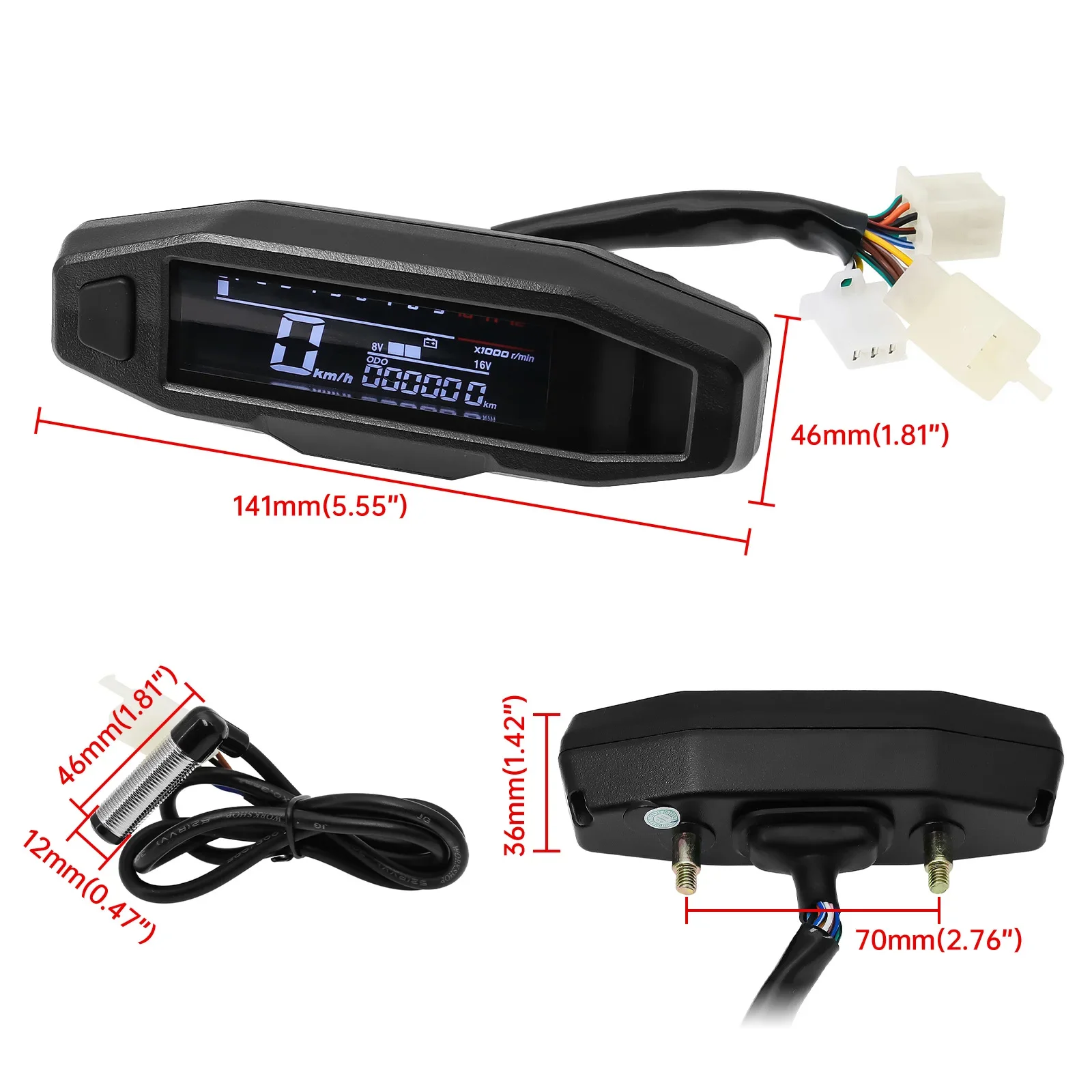 Een Nieuwe Universele Moto Rpm Toerenteller Snelheidsmeter Speed Gauge Tacho Meter Digitale Kilometerteller Instrument Sensor Set Voor Motorfiets