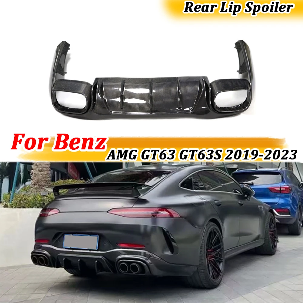 Rear Bumper Lip Diffuser Spoiler Dry Carbon Fiber For Benz AMG GT63 GT63S 4 Door 2019-2023 Rear Lip Guard Protector Car Styling