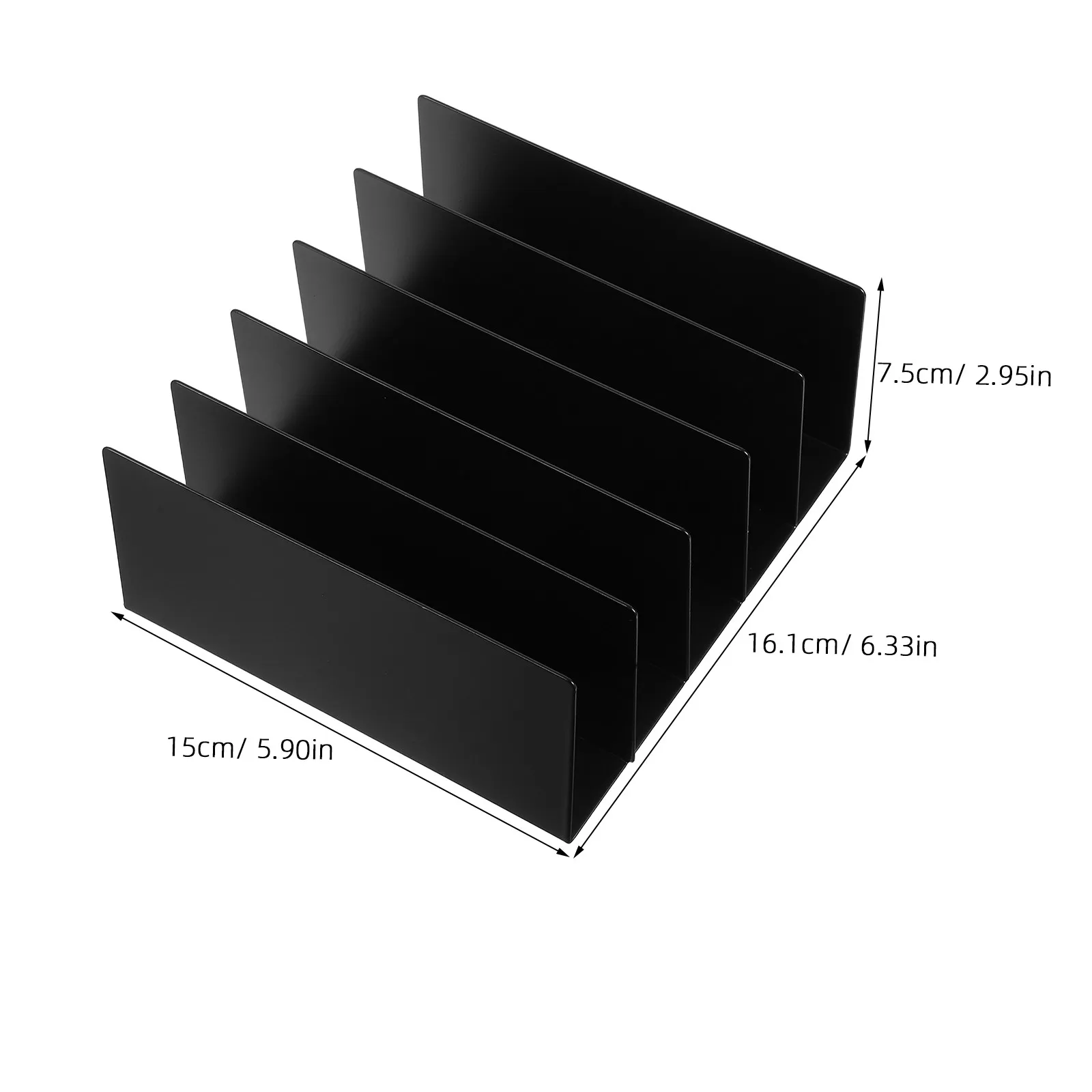 Sturdy Black Metal Mail Holder Desktop Organizer with Layered Compartments for Letters Envelopes Folders Document Sorting