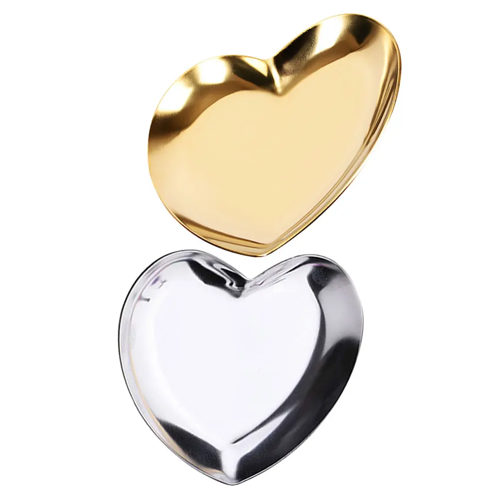

2Pcs Jewelry Serving Tray Holder Storage Dish Travel Valentine Ring Holder Plate Premium Heart Shaped Tray Material