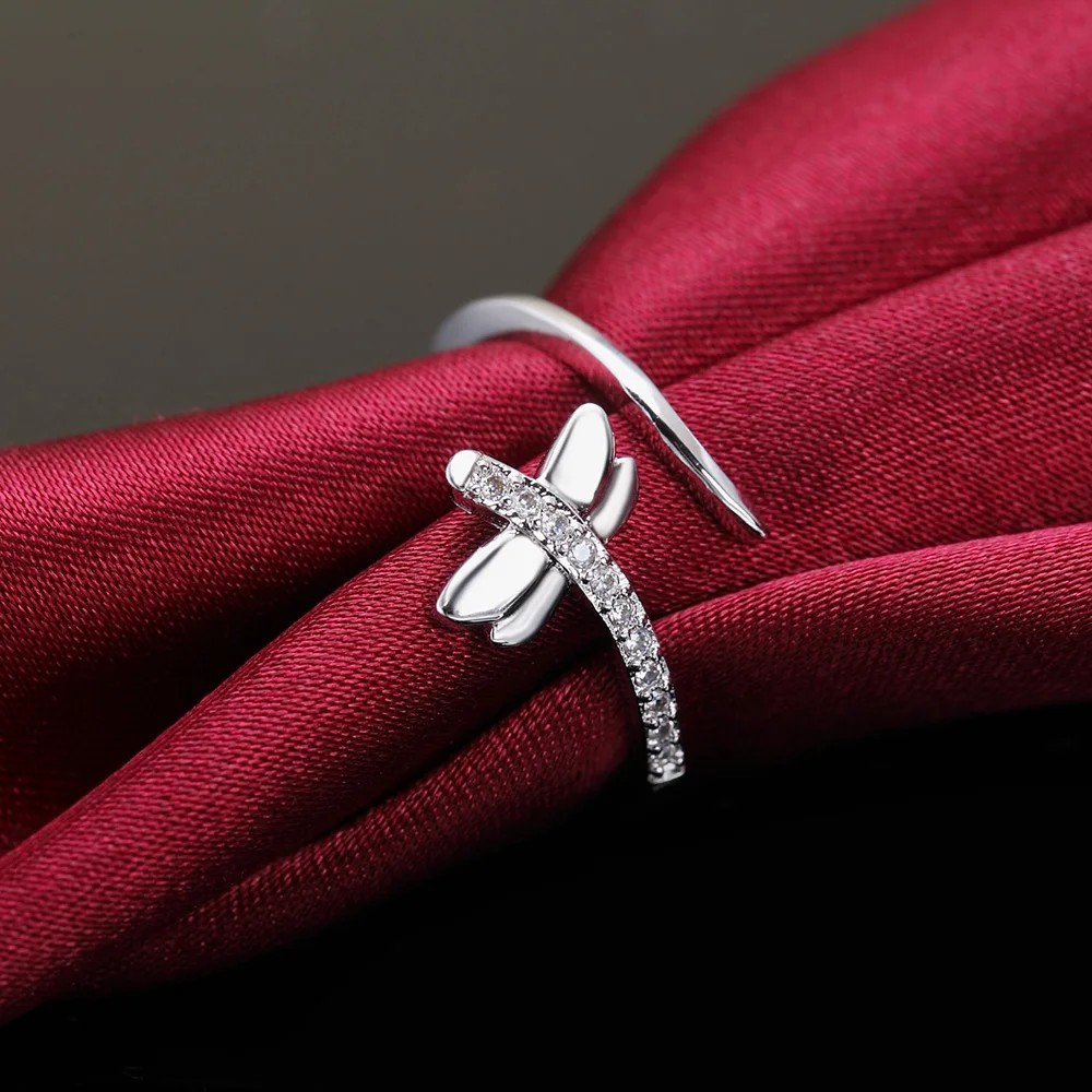 Women's 18K Gold Crystal Dragonfly Ring