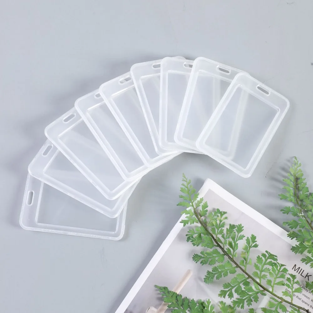 Durable Plastic Card Sleeves with Lanyard Transparent ID Card Protective Film Business Card Box