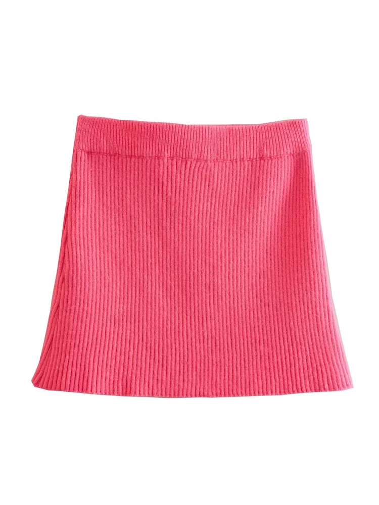 KEYANKETIAN spring new women's rose red high-waisted knitted half skirt fashion all-in-one elastic tight bag hip mini skirt