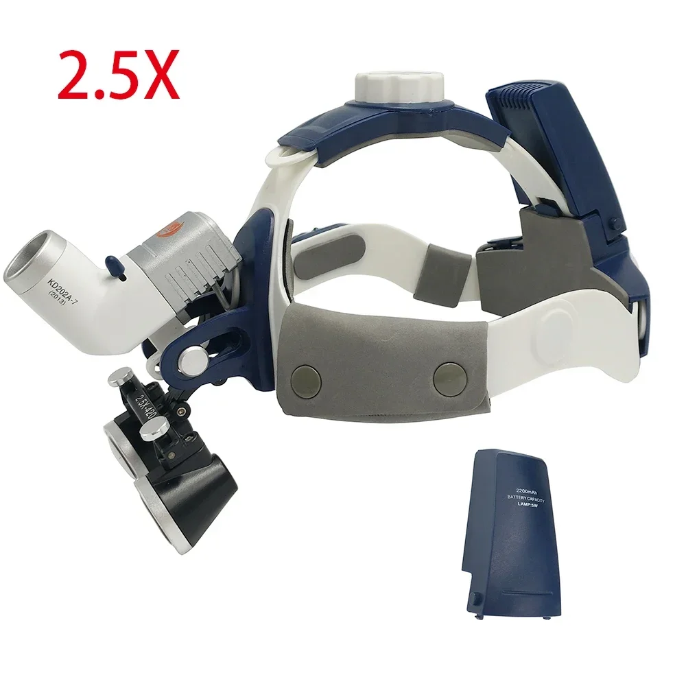 High Quality New 5W LED Surgical Head Light dentals Lamp All-in-Ones Headlight with loupes 2.5X , 3.5X extra battery dentistry