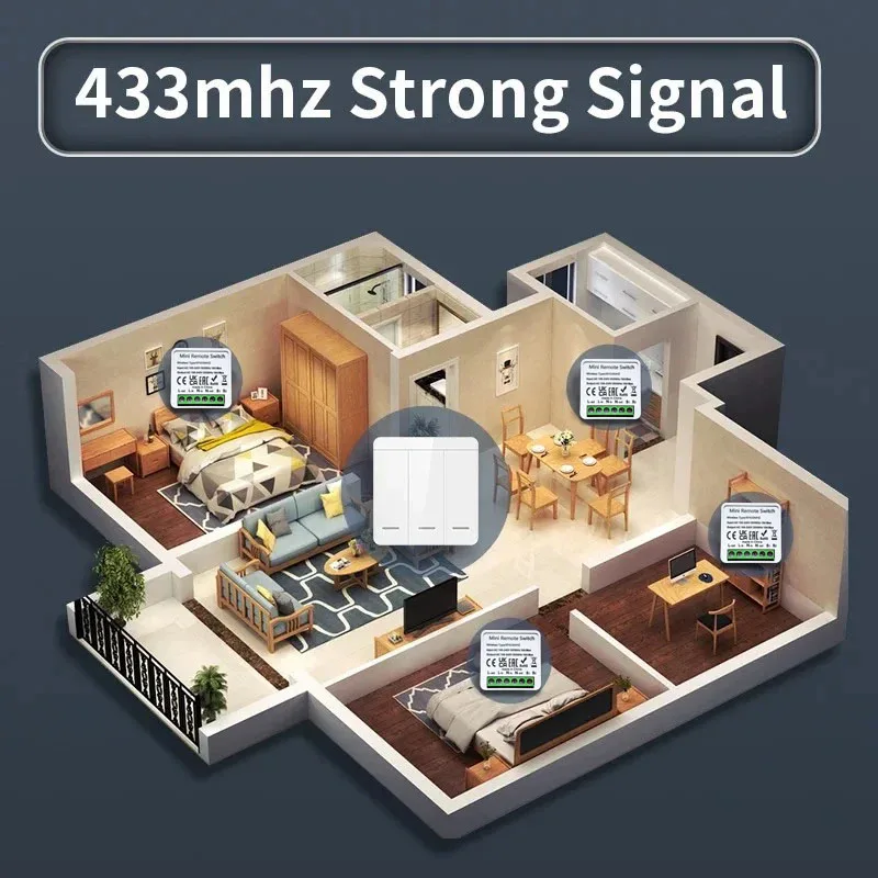 RF433 Smart Wireless Switch Relay Module 1/2/3Gang Wall Panel and Mini Round Button Wall Panel Switch 100V 240V Smart Automation image 3