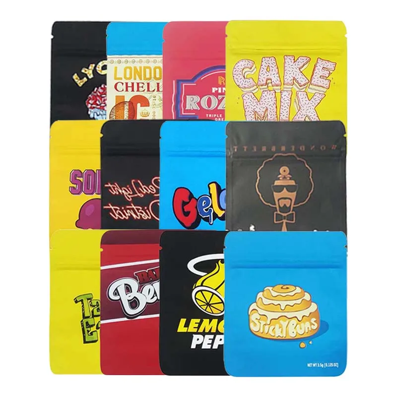 Edible 3.5g Gummies Candy Packaging Bags 1g Mini Cartoon Ziploc Smell Proof Stand Up Custom Zip Lock Plastic Pouch Foil Baggies