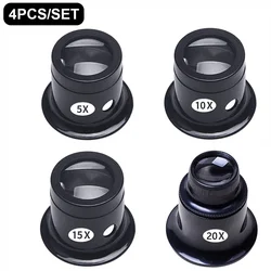 4pcs/set Eye Loupe Magnifiers 5x/10/15x/20x Watch repair tool kit Jewelry Loupe Magnifier Magnifiying Glass Watchmaker tools