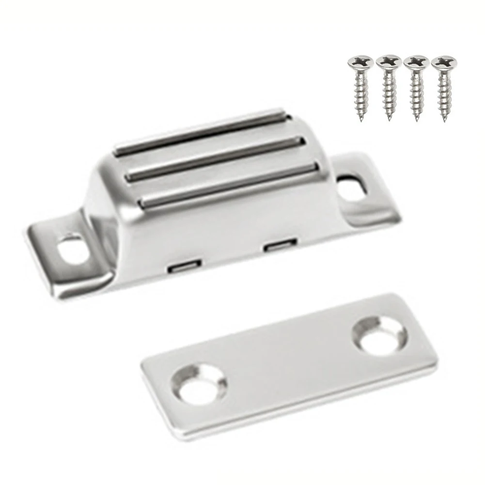 Magnetic Suction Lock for Cabinet and Furniture Doors with Stainless Steel Material and Double Sided Opening for Adjustable Fit