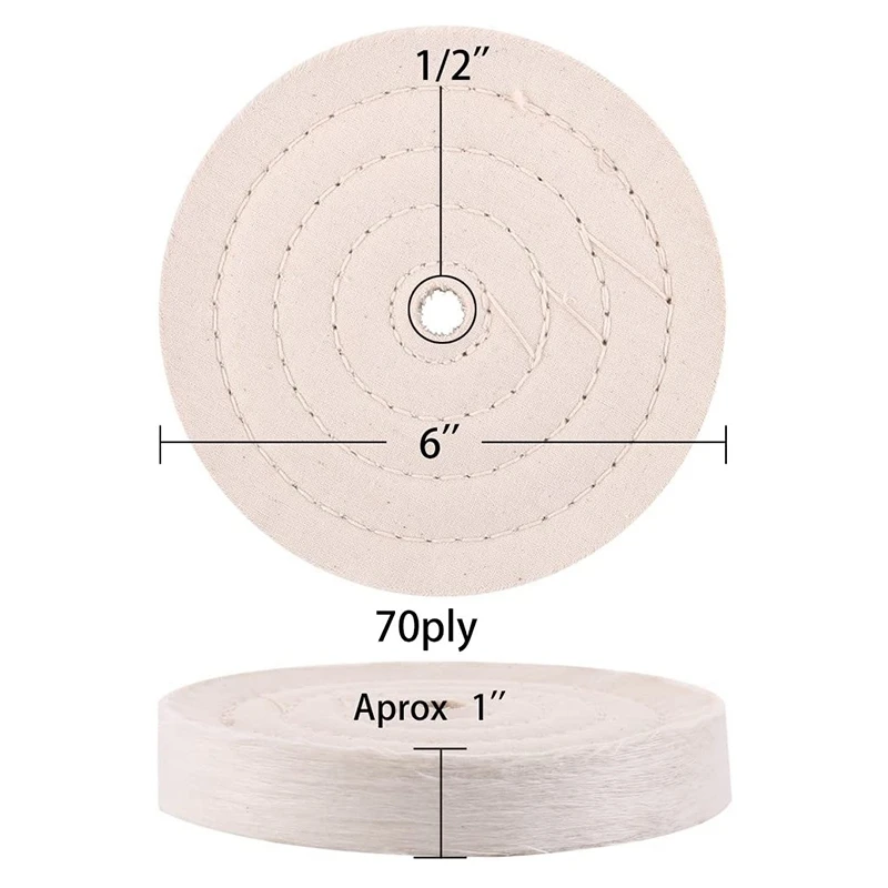 

F-T 2Pcs Super Thick Polishing Wheel 6 Inches Suitable For Bench Grinder Tools Mirror Polishing And Waxing