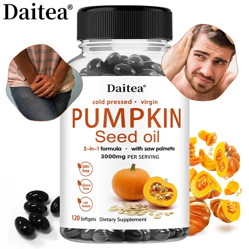 Pumpkin Seed Oil Capsules - with Saw Palmetto - Healthy Urinary Tract Support, Relieves Hair Loss, Hair Care Dietary Supplement