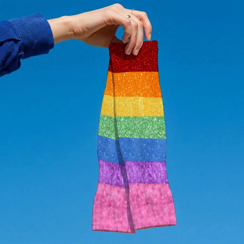 1 Pair of Unisex Cooling Arm Sleeves with Rainbow Gradient Sequin Design, Colorful and Eye-catching Suitable for Running