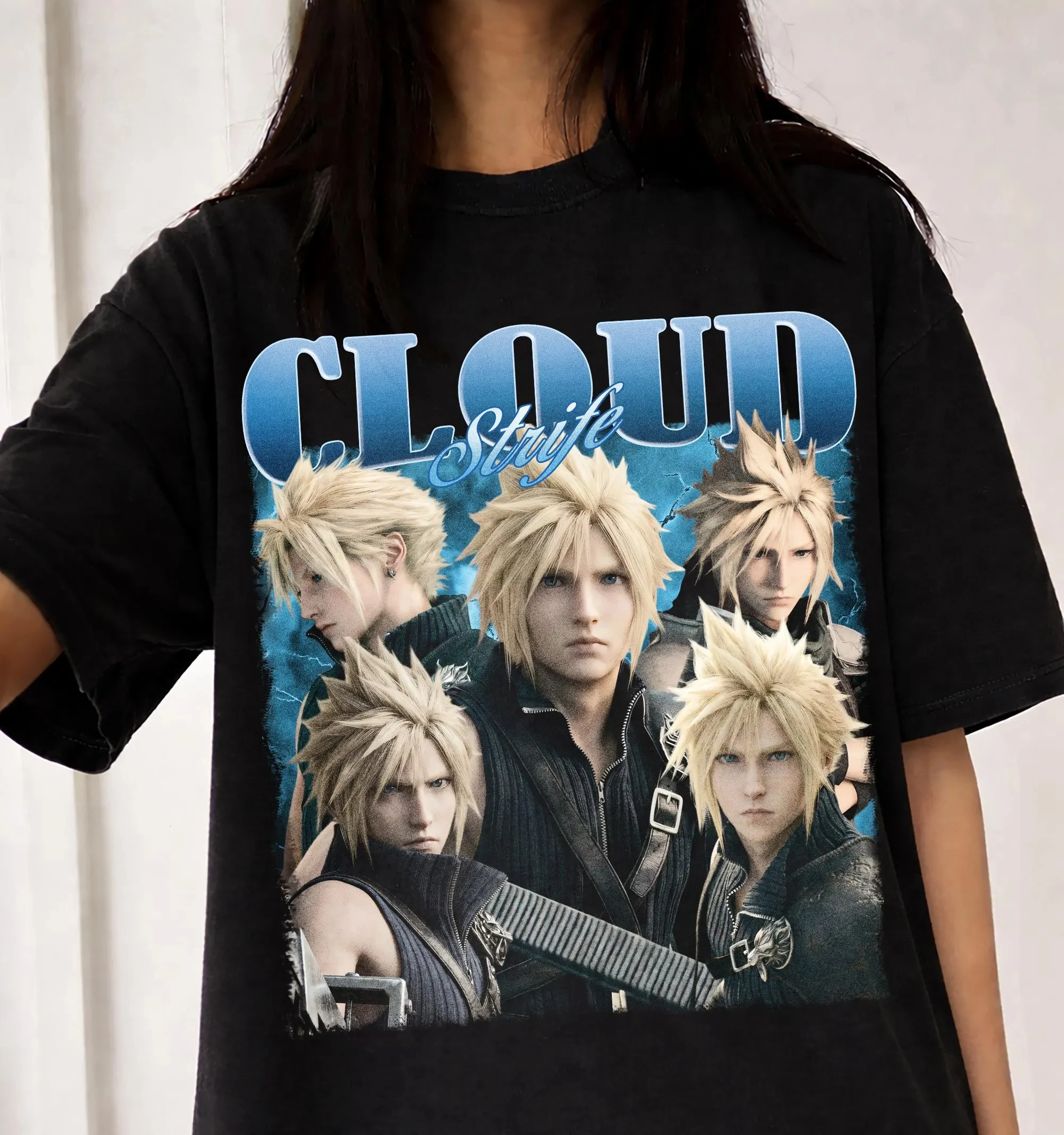 Retro Final Fantasy VII Rebirth T-Shirt, Cloud Streif T-Shirt, Retro-Gamer-Paar-Streetwear-Shirt, Harajuku-Grafik-T-Shirts, Oberteil
