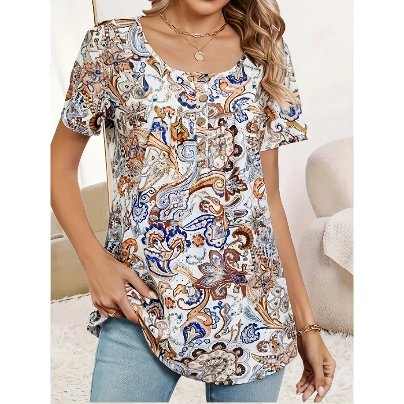 

Plus Size 1XL-5XL Women's Autumn Short Sleeve T Shirt Casual Fashion Clothing Patterns Women's Tops Vacation Travel Clothing