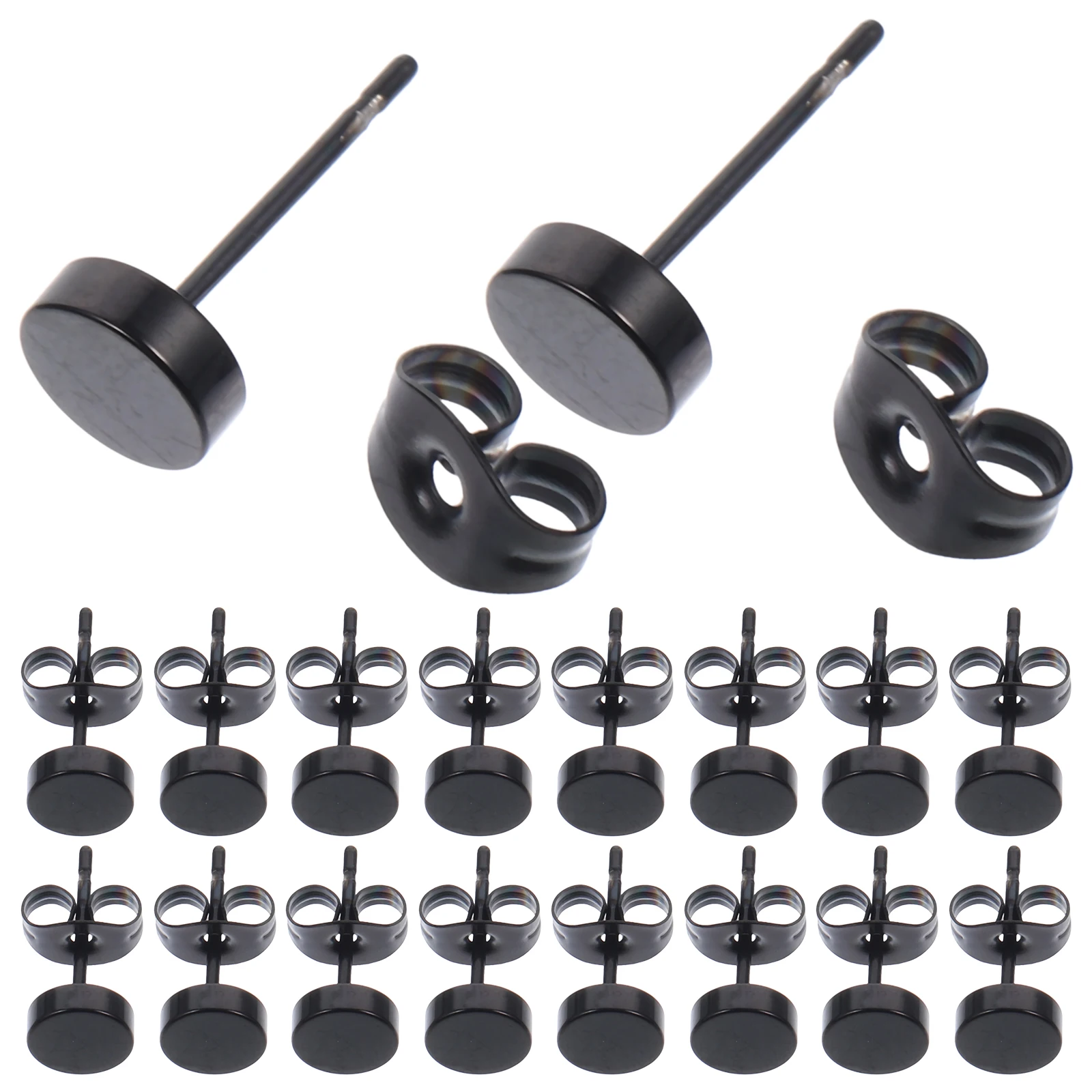 

20 Pcs Titanium Steel Earrings Round Shaped Studs for Women Men Lightweight Fashion Jewelry Party Wedding Accessories