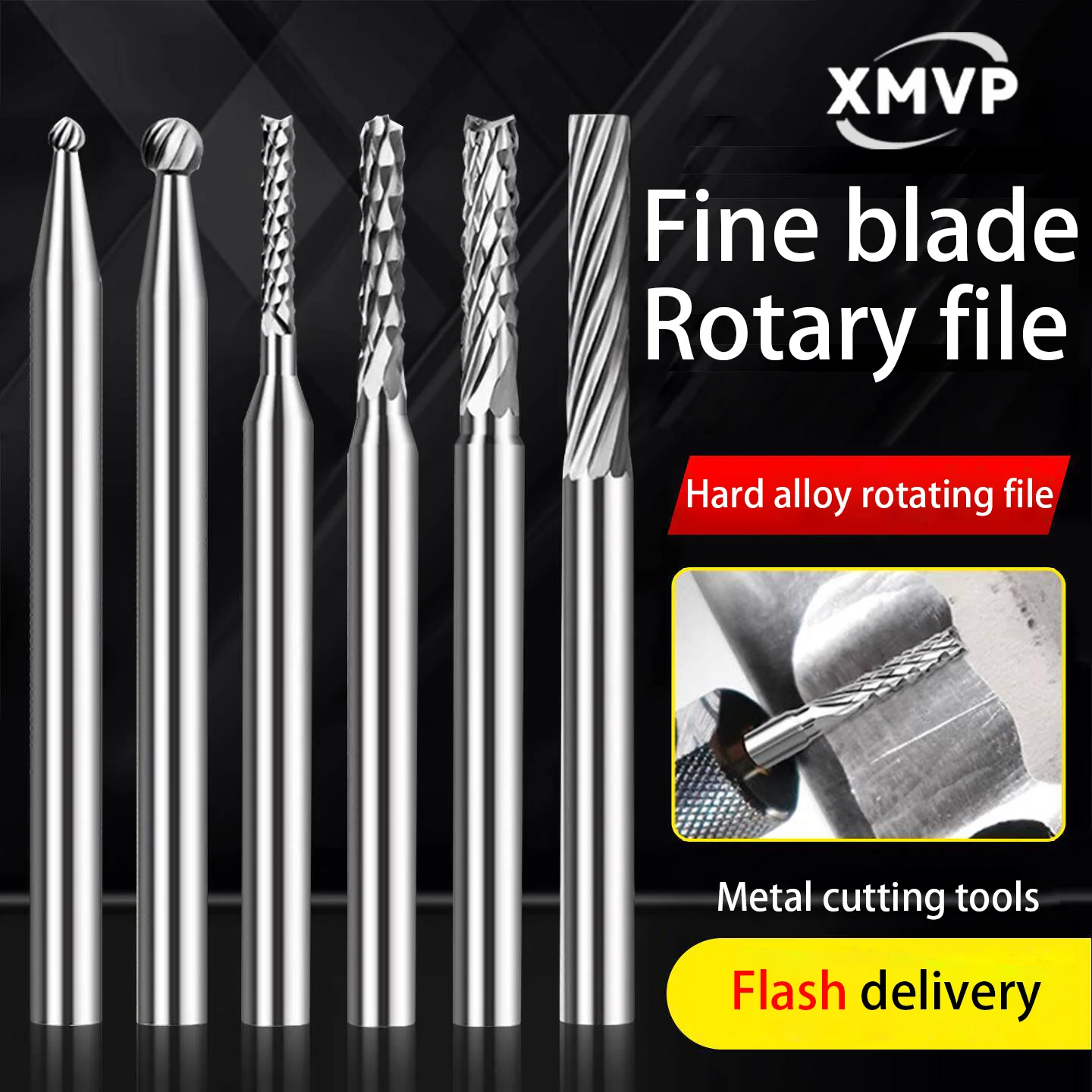 

Fine-toothed hard alloy rotating file, small metal grinding head, miniature engraving knife, cylindrical and spherical electric
