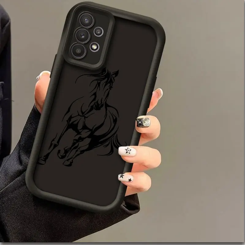 Horse Black Phone Case for Samsung A03 A04 A05 A21S A23 A33 A34 A35 A50 A53 A54 A55 A71 A73 5G Protection Silicone Cover Coque
