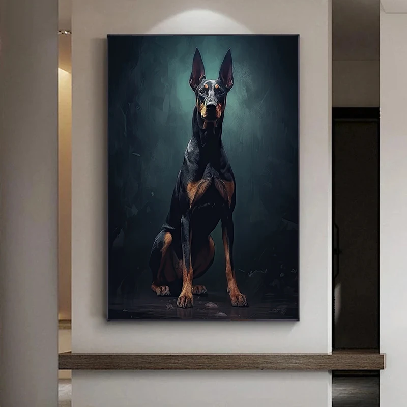 

Luxury Dog Animal Posters Canvas Painting Moswen Doberman Fashion Wall Art Picture for Living Room Home Decoration Cuadro