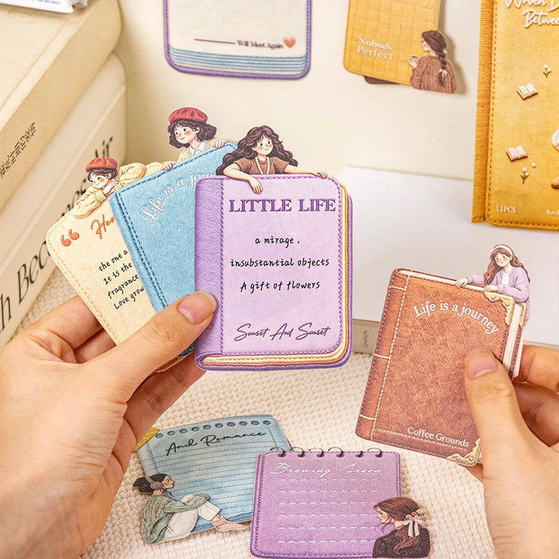JIANQI 12 pcs Reading Topic Writable material Decorative sticker Diary Album Scrapbooking material Junk Journal Supplies