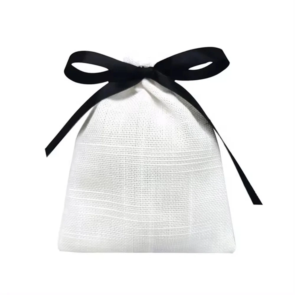 Custom Small White Cotton  Pouch Cotton Drawstring Pouch  Jewelry Necklace Ring Pouch Recyclable Friendly Cotton gift bag