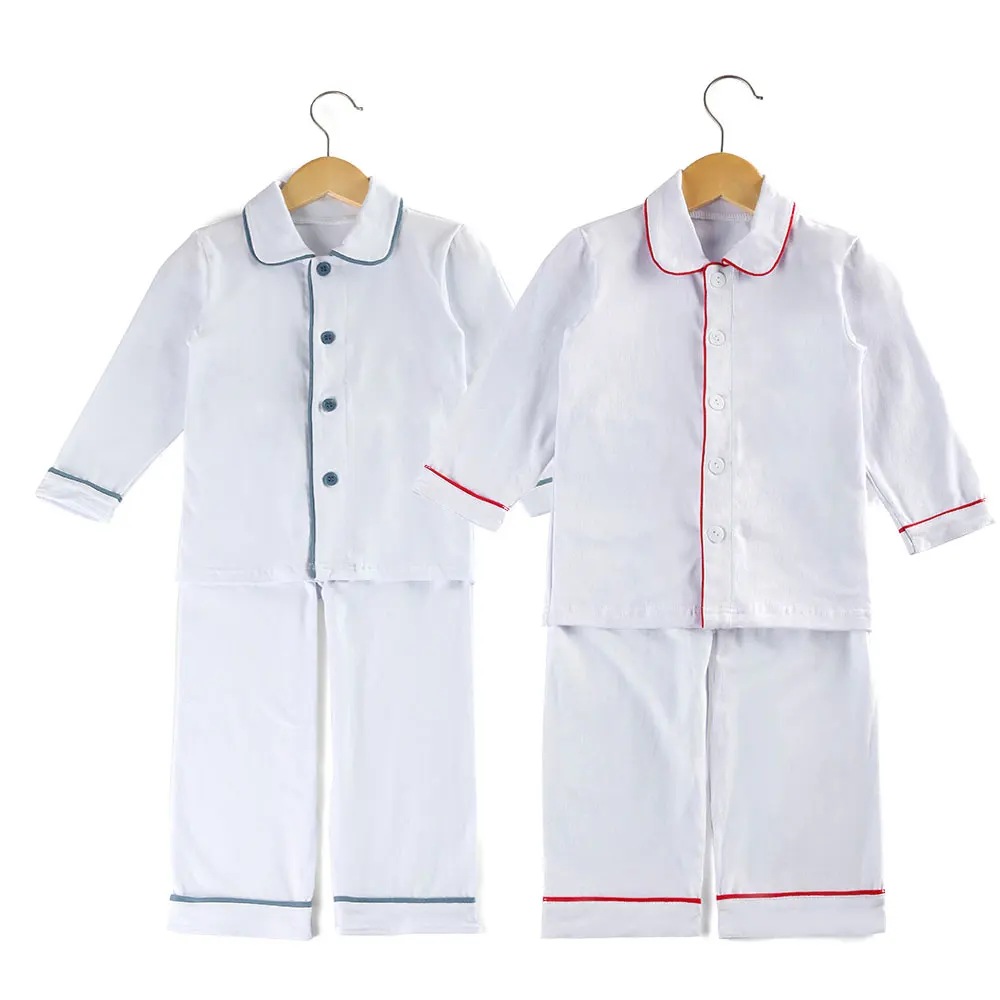 Hot Sale Children Clothes Kids Clothes Plain White Baby Pajamas Sets Winter Boys Home Wear Full Sleeve Soft Boys Girls Pyjamas