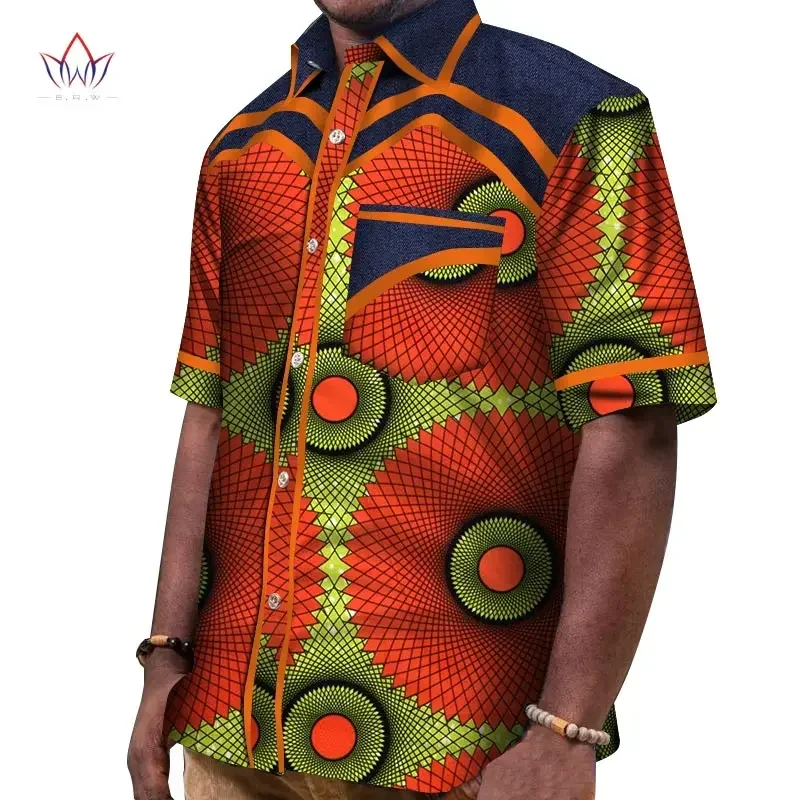 Spring Mens African Clothing Short Sleeve Shirt Men Dashiki for Men Shirts Slim Fit Casual Shirts Brand Clothing 6XL WYN436