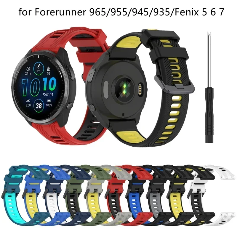 Silikonarmband für Garmin Forerunner 965 955 945 935 Approach S62 S60 Instinct 2 Epix Gen 2 Band Fenix 7 5 6 Pro Instinct 2 Gürtel
