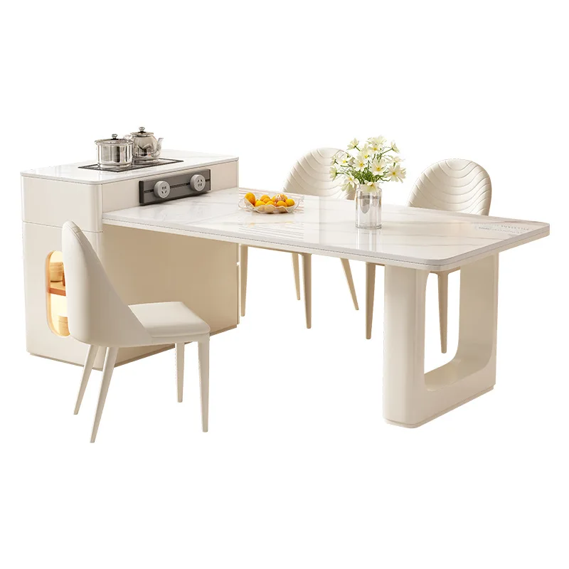 

Cream wind, rock slab, tea table, island, combination, retractable, storage