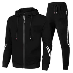 Men Autumn Winter Sport Suits Casual Outdoor Zipper Jackets and Sweatpants Jogging Set Male Fleece Hoodie Tracksuit