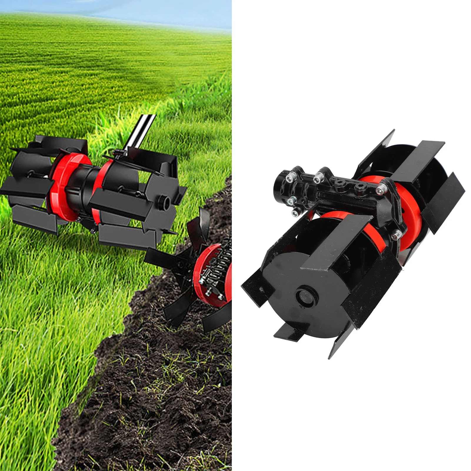 9 Tooth Grass Trimmer Weeding Wheel Trimmer Deep Plowing Wheel Garden Tiller Loose Soil Accessory 28mm / 1.1in