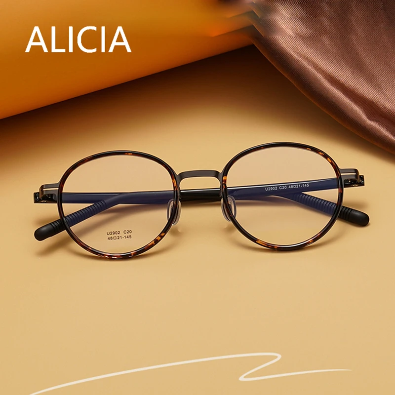 ALICIA Men' Fashion Retro Round Eyeglasse Small Size Glasses Ultra Light TR90 Eyewear Optical Prescription Frames New