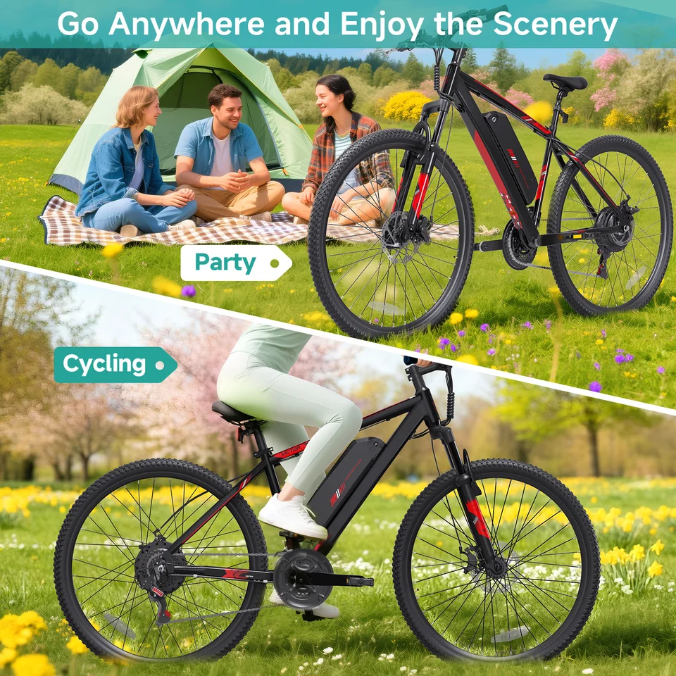 QNUT Adults Electric Bicycle,26" Electric Mountain Bike with 36V 10.4AH Battery Peak 1000W Motor,21 Speed Commuter Ebike for Adults image 8