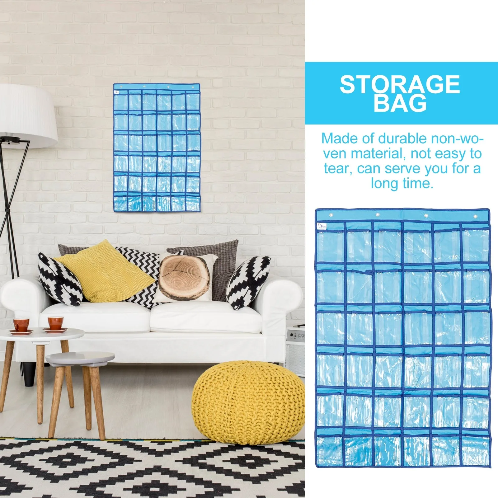 

1 шт. Настенный органайзер для украшений из нетканого материала с несколькими карманами, сумка-органайзер для хранения мелочей на дверь или стену