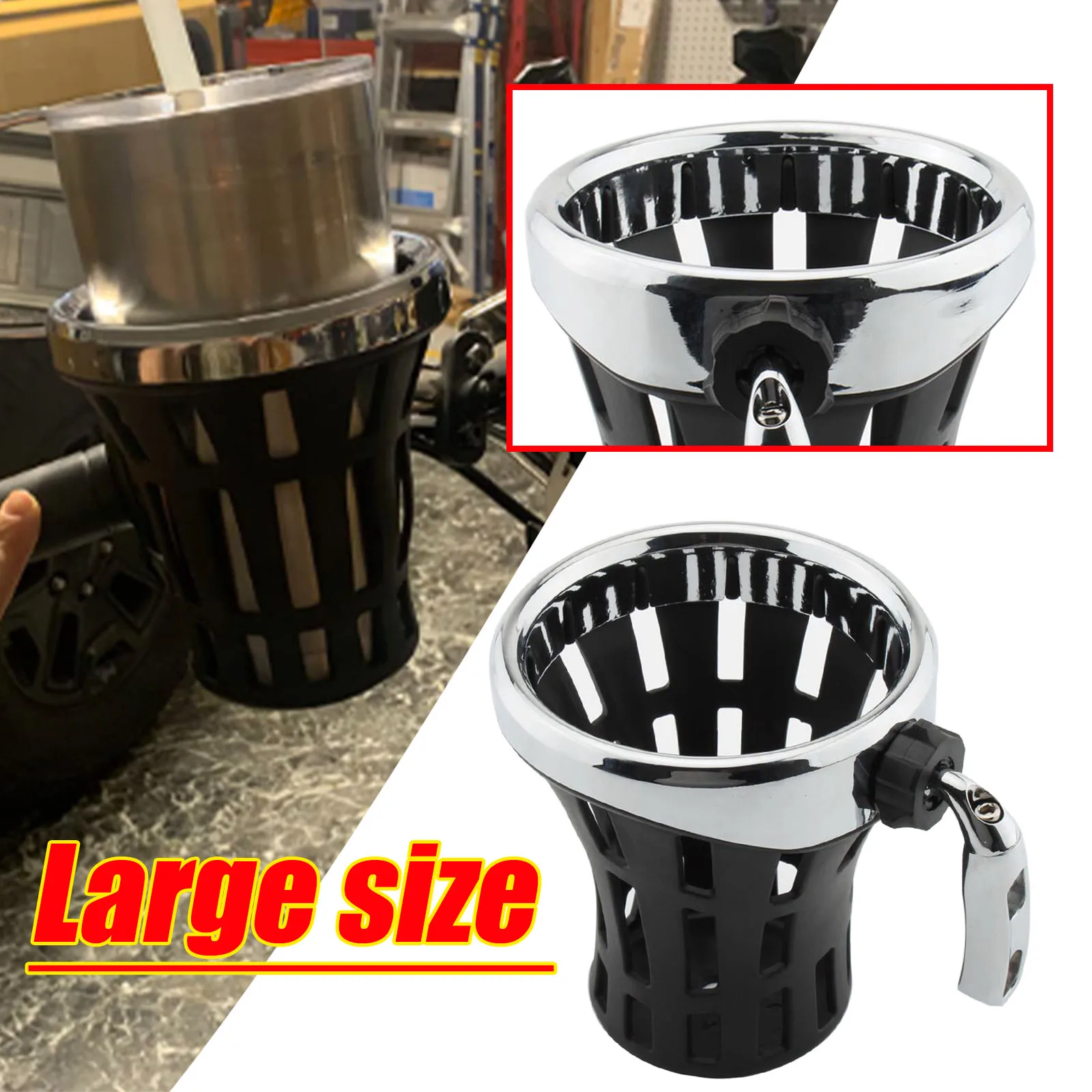 Suporte de copo para guidão, bebida com cesta de malha, montagem mais longa para modelo harley-davidson H-D, embreagem ou suporte para poleiro de freio, todos '1996-up