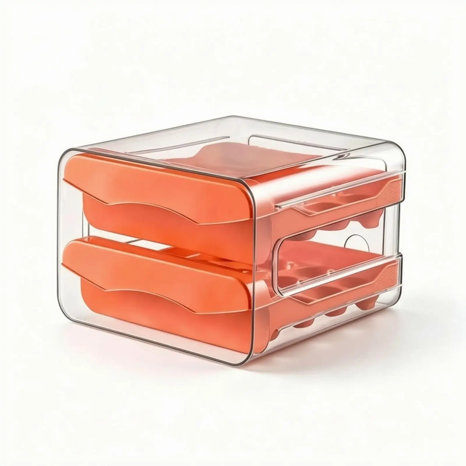 Clear Egg Storage Box Double Layer Fridge Organizer Pull Out Drawer Container for Refrigerator Eggs Holder