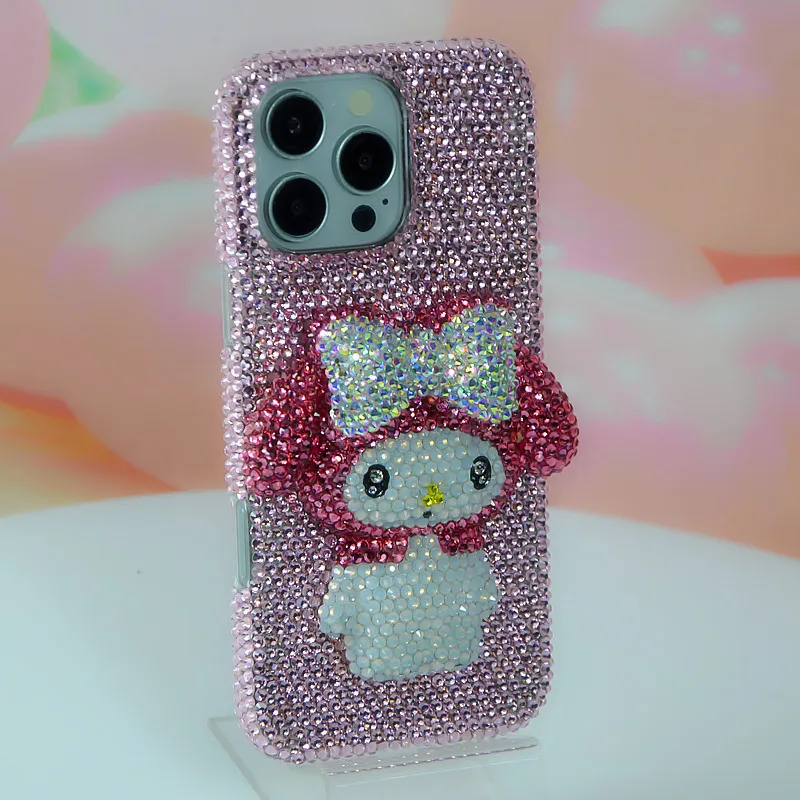 

Sanrio Iphone Phone Case Kawaii My Melody for Iphone17 16 15Pro Max Anime Leopard Print Rhinestones Girls Festival Upscale Gift