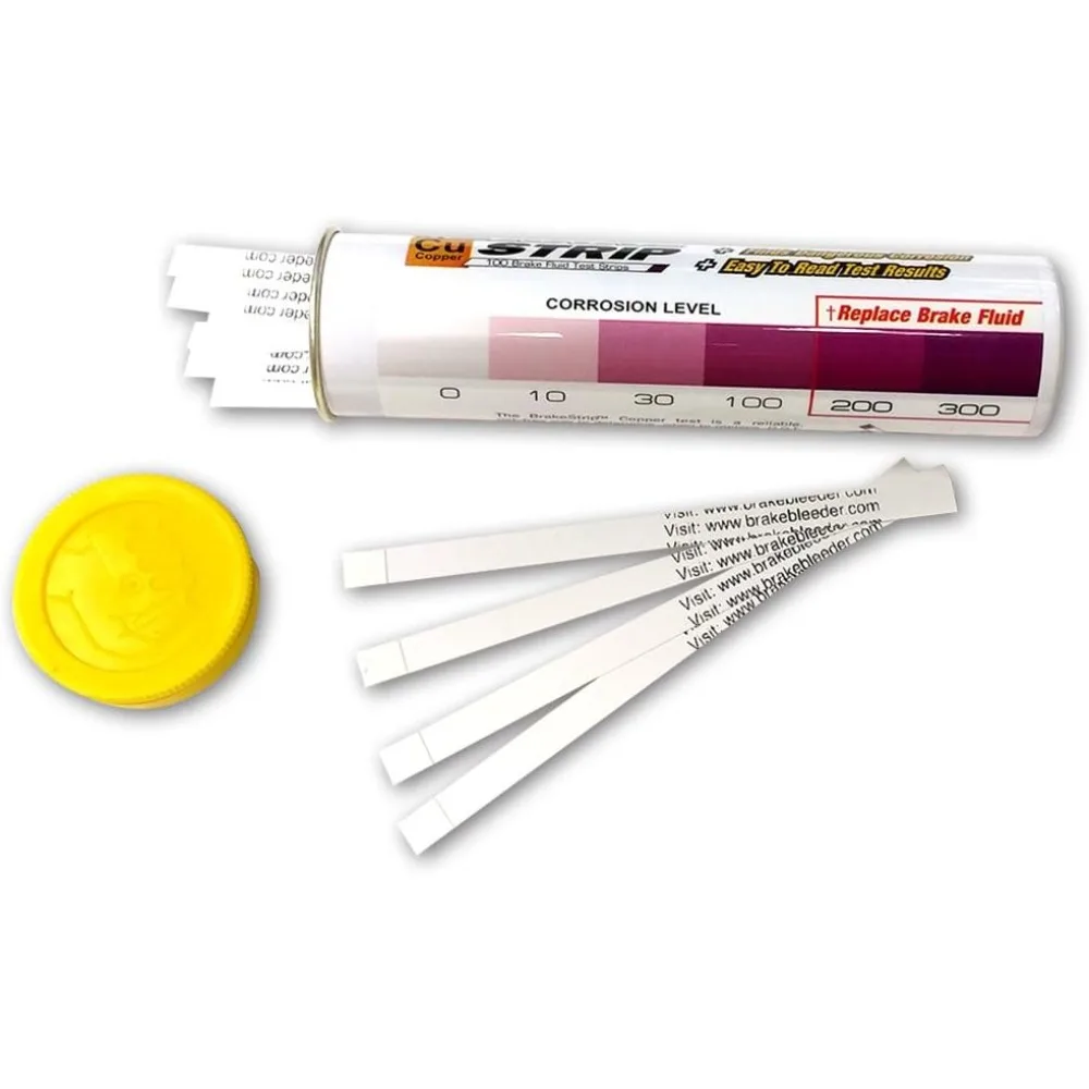 3001-B Brake Fluid Test Strips, 100 Test Strips Per Tube, BrakeStrip, FASCAR, Copper,White