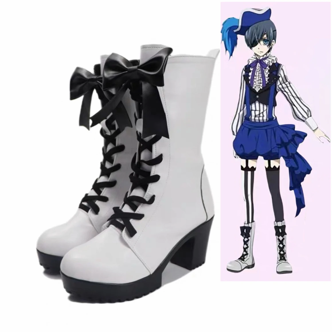 

Anime Black Butler Kuroshitsuji Book of Circus ciel phantomhive Cosplay Shoes Boots