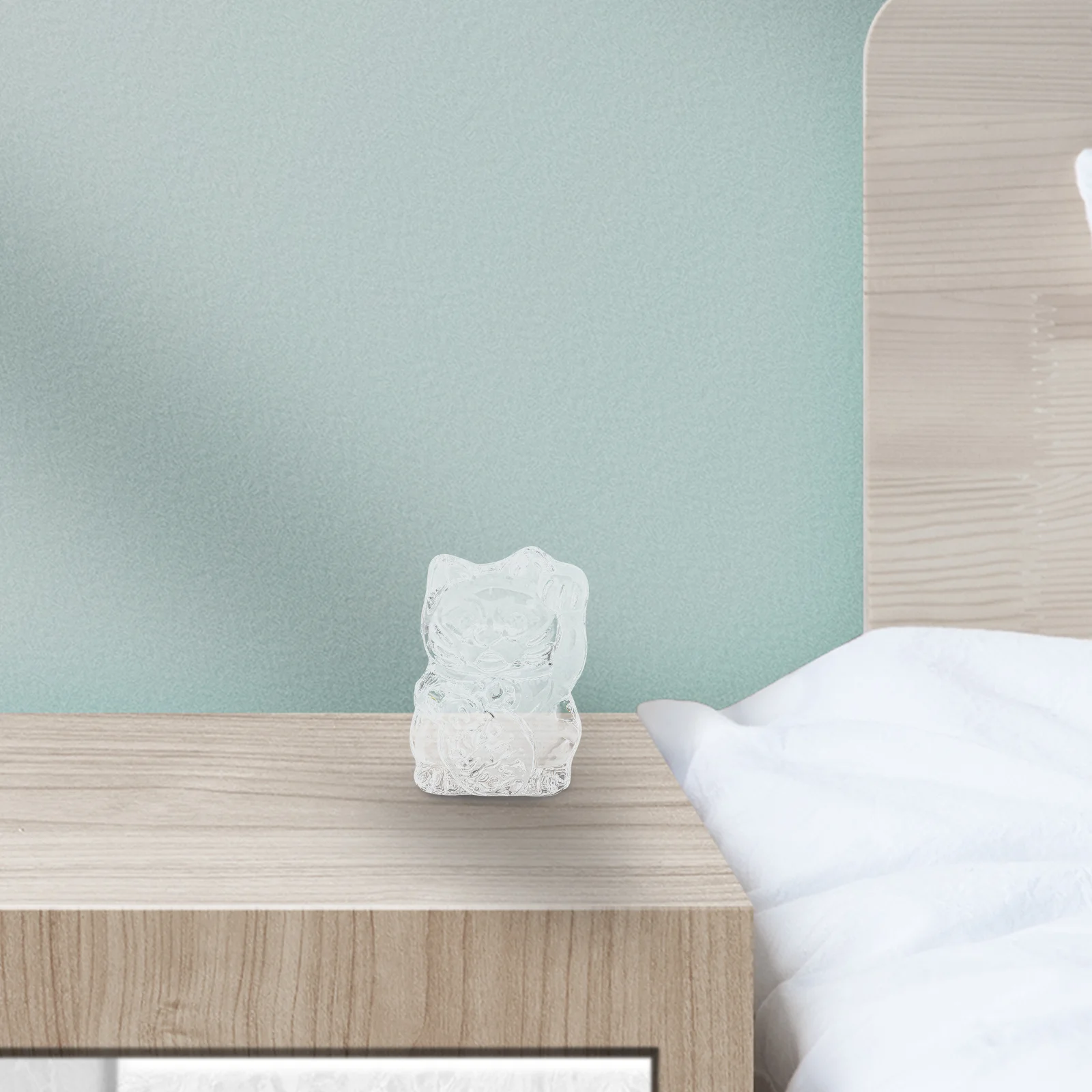 

1pc Lucky Cat Decor Home Office Table Ornament Ceramic Craft Crystal Artwork Crystal Adornment Fortune Cat Adornment