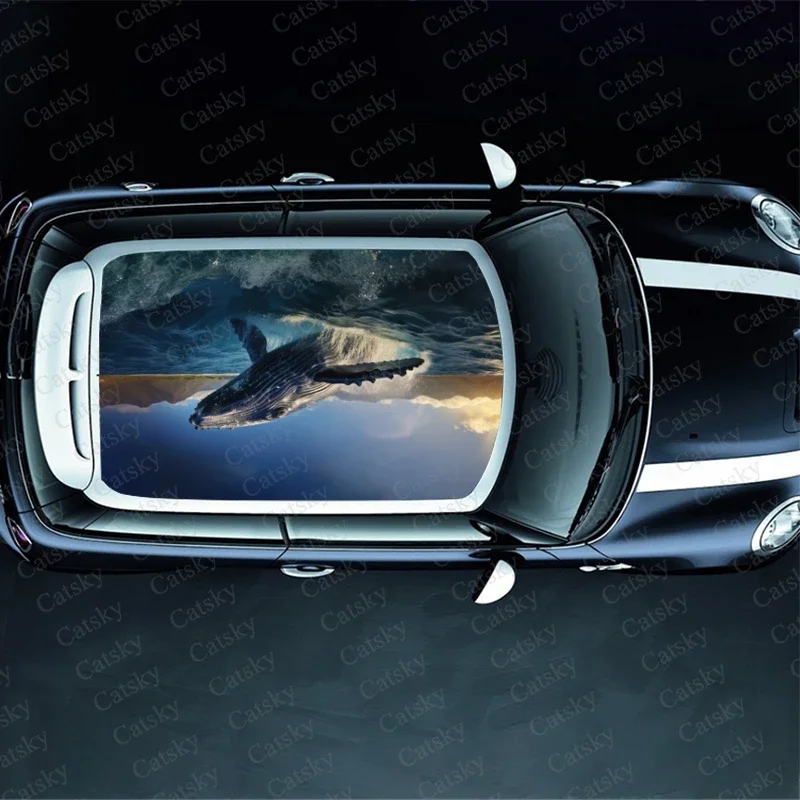 Humpback Whale at Sunset Car Roof Sticker Wrap Racing SUV Accessories Packaging Painted PVC Custom Car Graphic Decal